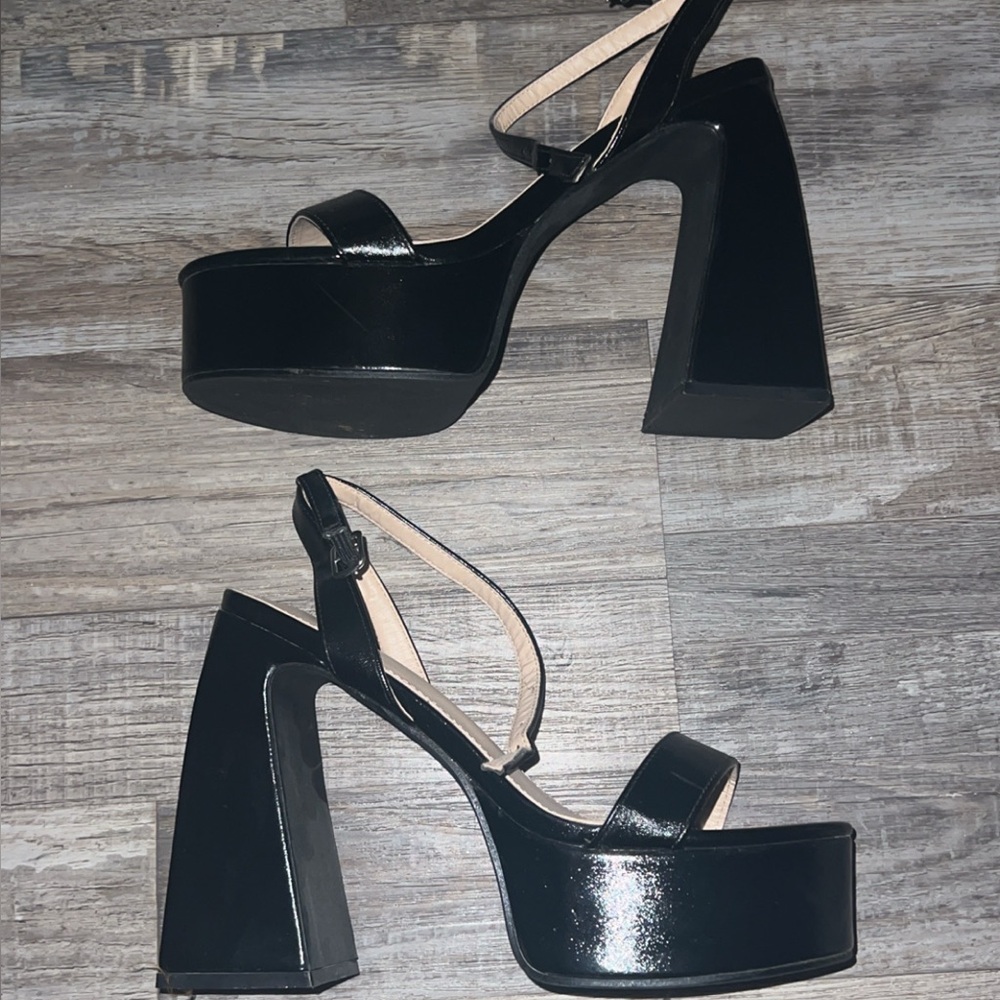 Black Chunky Platform Heels